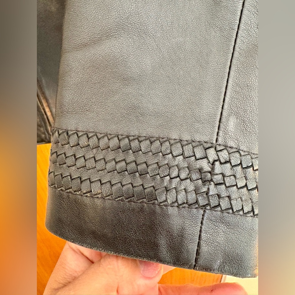 St. John Sport by Marie Gray black leather jacket - Picture 3 of 14